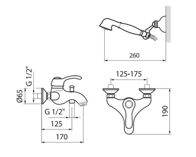 AU850101010(153) Смеситель для ванны и душа , золото Webert Aurora - Вид №1
