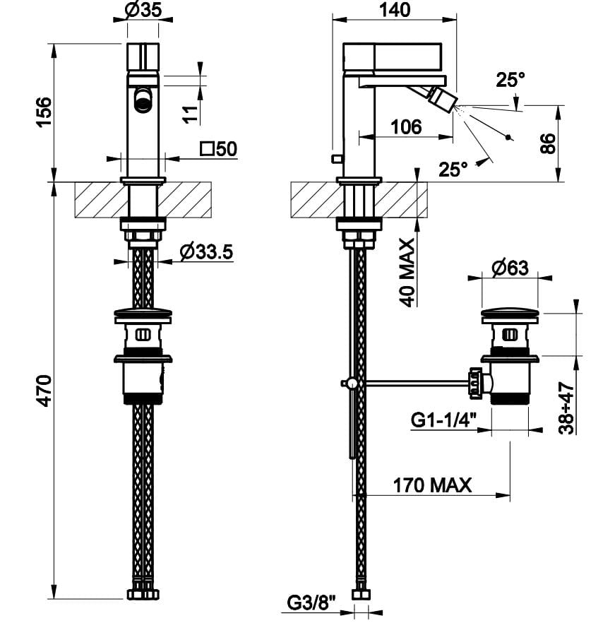 Смеситель для биде из хромированной латуни Gessi обратный ARCH-00119677 - Вид №2