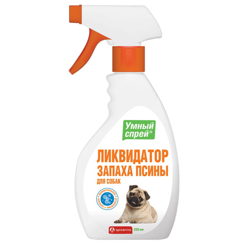 ПР0049889 Умный Спрей Ликвидатор запаха псины для собак 200мл Apicenna 