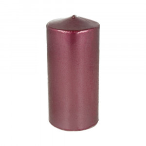 300160 Свеча столбик лак металлизированный 5.6 х 5.6 х 11.5 см 220 г брусничный Kukina Raffinata
