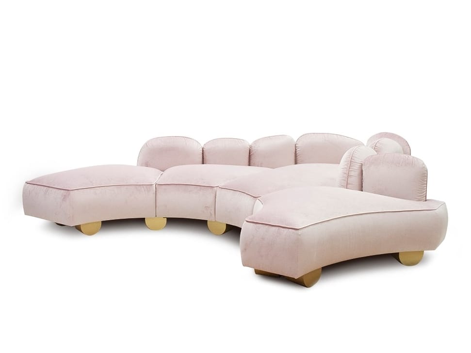 Бархатный изогнутый диван CREARTE COLLECTIONS Lab Cotignac ARCH-00088287