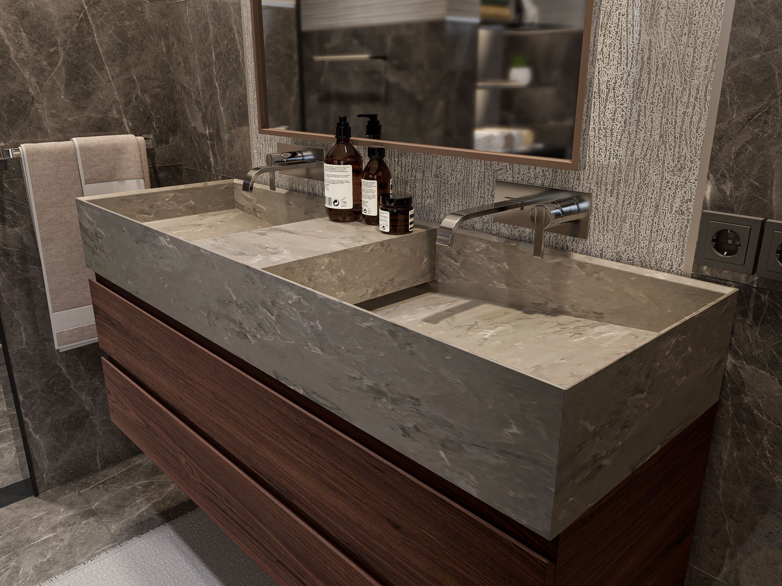 Двойная раковина из грецкого ореха с ванной из кориана Antoine Perdrieau Marietti ARCH-00082016 - Вид №3