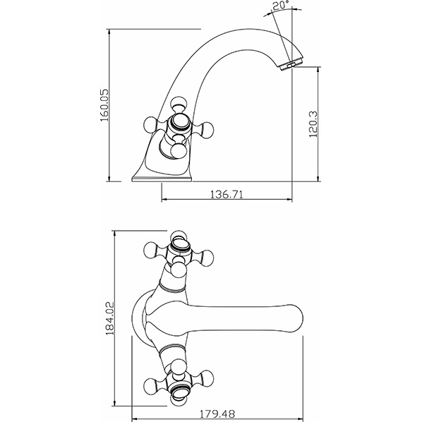042-N TOTAL  Смеситель для умывальника  ARGO kran 042ntotal - Вид №1