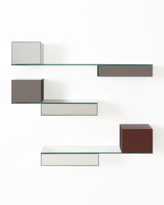 Зеркальный стеклянный шкаф с ящиками