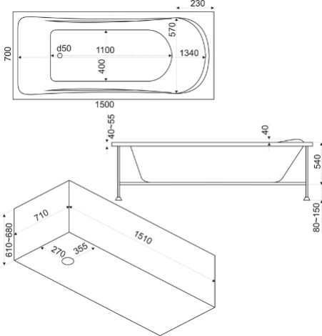 В 00009 Ванна Bas Верона Santreyd - Вид №1
