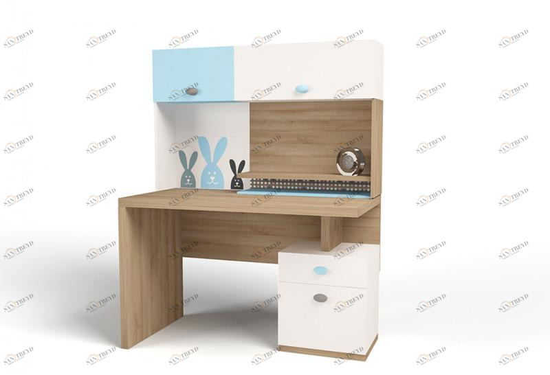 Надстройка на стол ABC-KING/навесная полка правая MIX BUNNY (голубой) 4631147961518