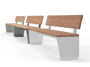 Стальная и деревянная скамья со спинкой