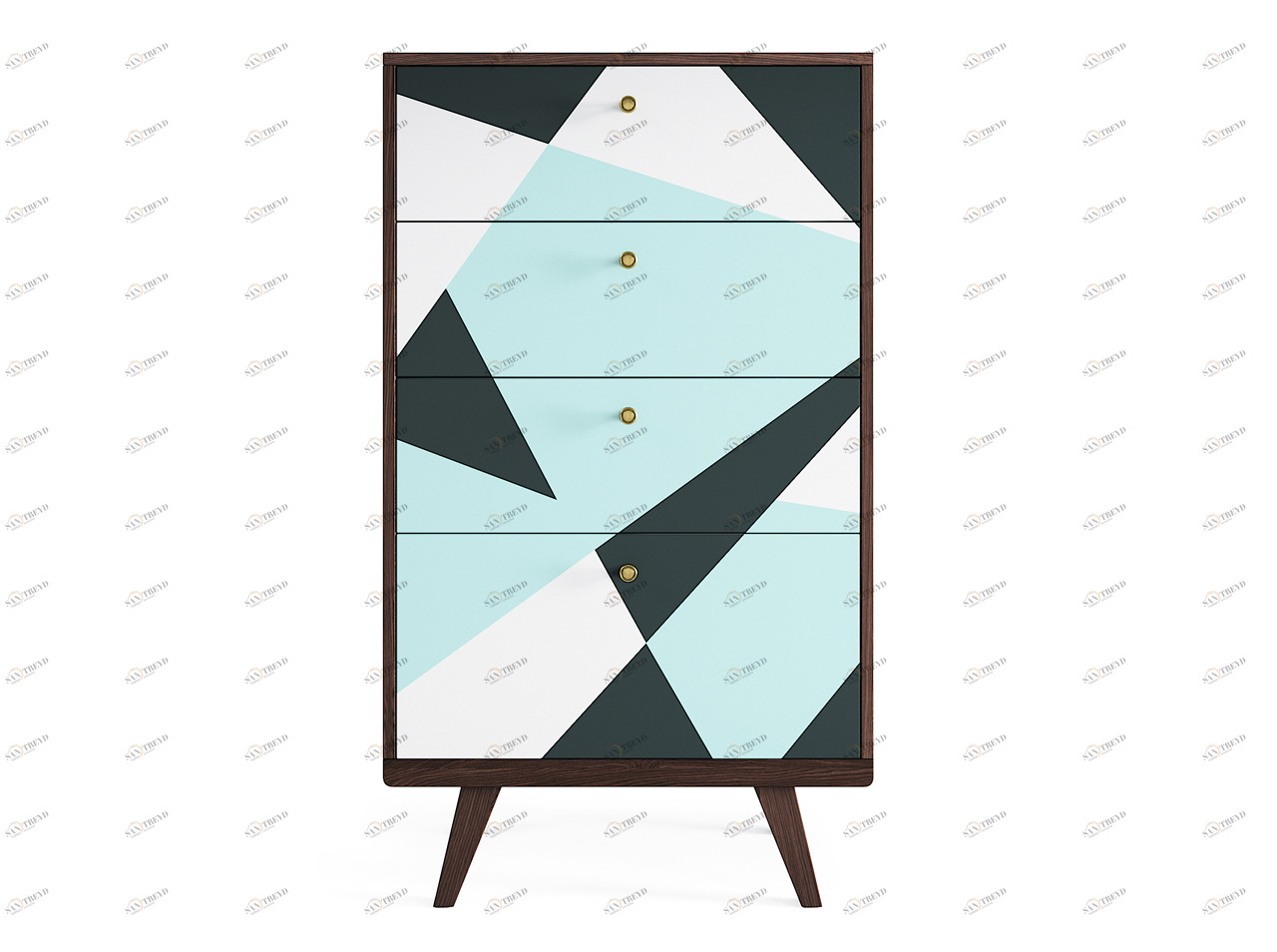 Комод высокий с 4 ящиками и рисунком "Принт 005" THE IDEA КОМОДЫ THIMON 209988 Голубой;разноцветный 