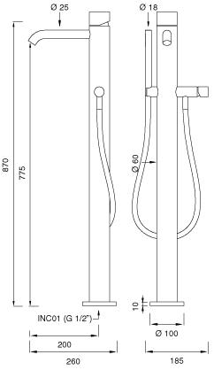 Ceadesign Смеситель для ванны из нержавеющей стали в современном стиле Giotto plus Gio 98 - Вид №1
