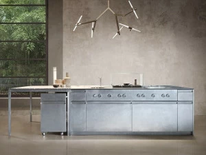 Xera by Arex Модульная кухня из нержавеющей стали и дерева с островом