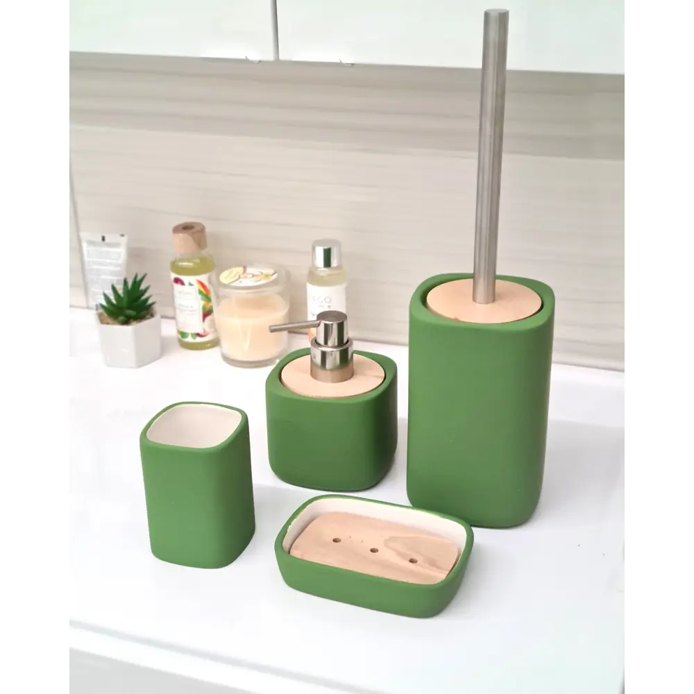 Стакан для зубных щёток Vidage Green Meadow керамика цвет зеленый 85122568 STLM-2084195 - Вид №3