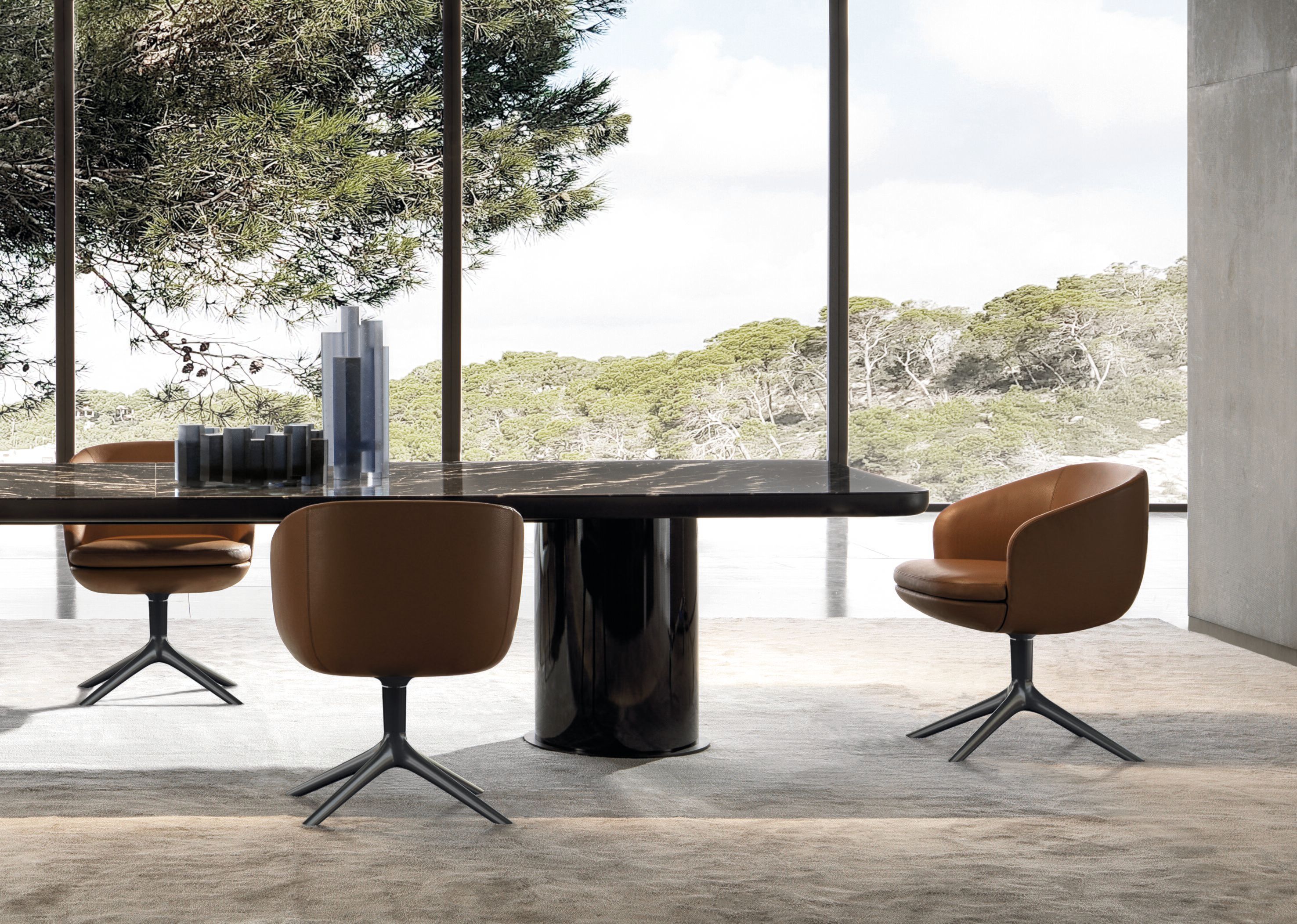 Кожаный поворотный стул с подлокотниками Minotti Рафаэль ARCH-00131186 - Вид №1