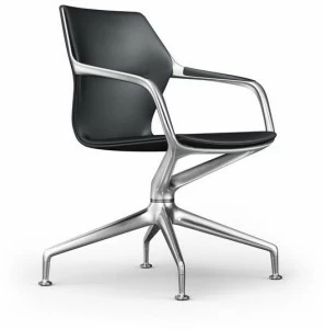 Brunner Поворотное офисное кресло в коже на козелке с подлокотниками Ray