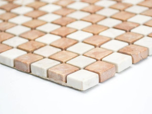 Мраморная мозаика Botticino и Rosso Verona