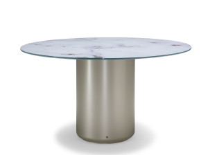 Круглый стол из стали и стекла