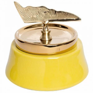Ваза керамическая с крышкой желтая 21х16 см GARDA DECOR ДИЗАЙНЕРСКИЕ 266918 Желтый