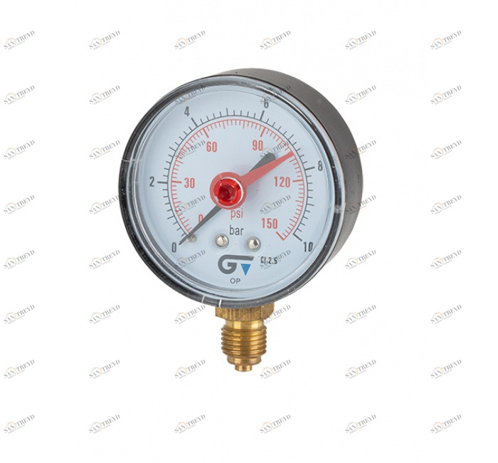 GENEBRE 3825 016 Манометр Ø 63, красный индекс, нижнее соединение 