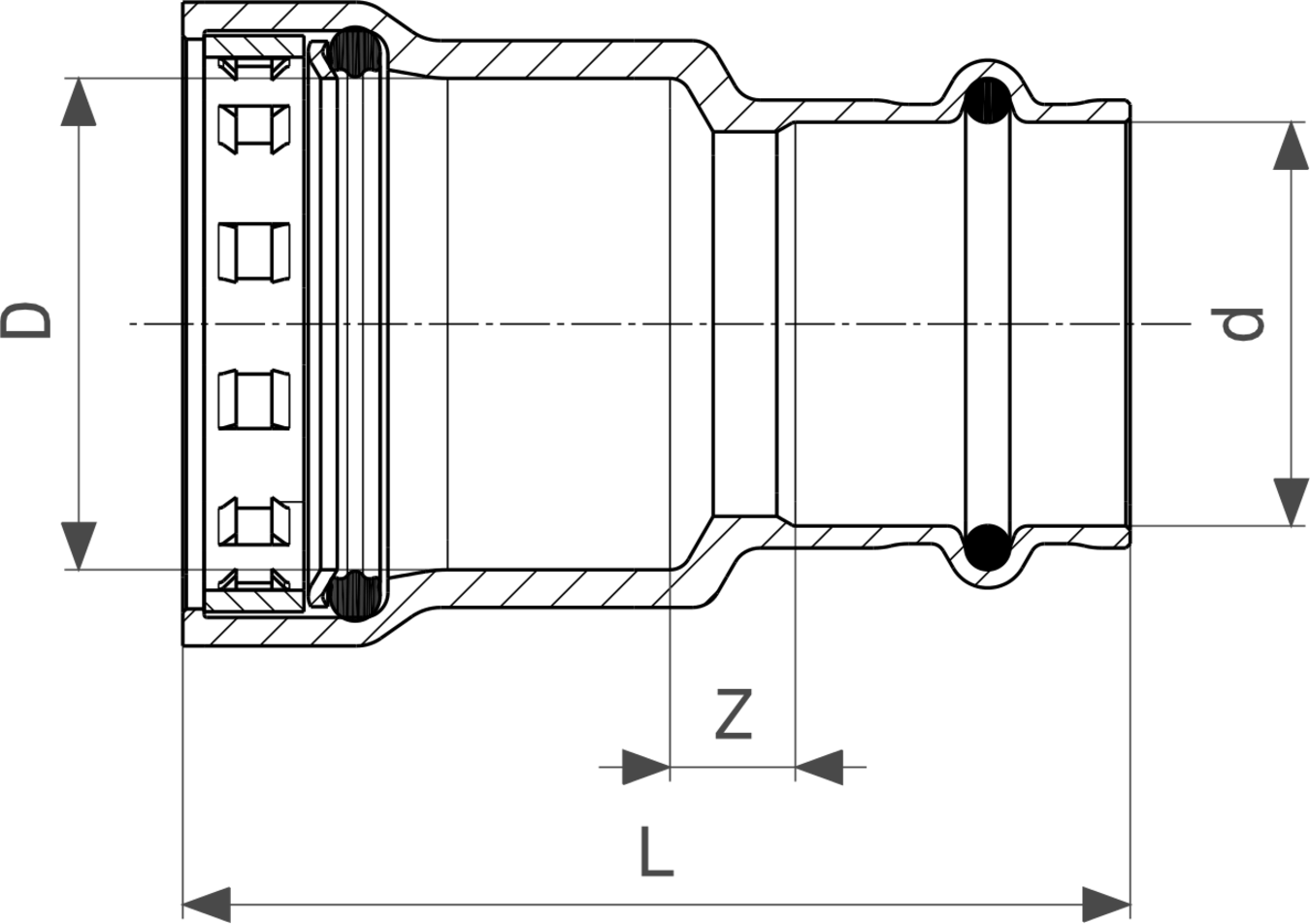 736 293 Модель 4213.2 Трубопроводные системы  Profipress  Переходники/​переходные угольники Santreyd  - Вид №3