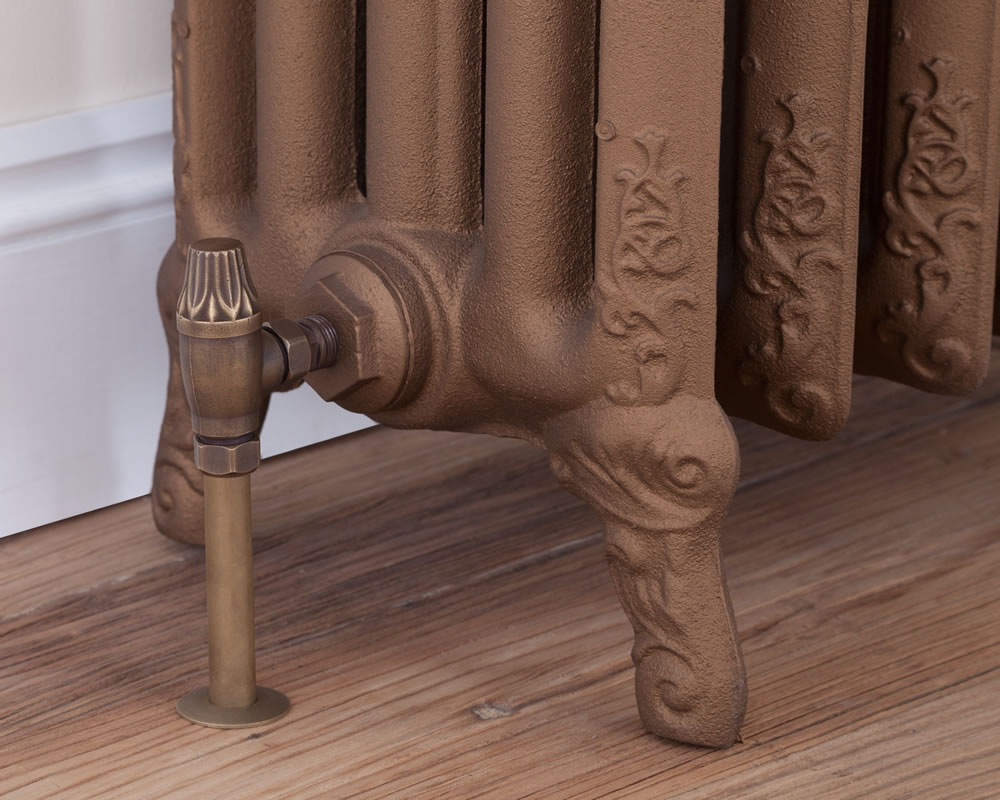 HAN007 Входной ручной радиаторный клапан Crocus Wheel 15 мм (античная латунь) Сarronheating  - Вид №3