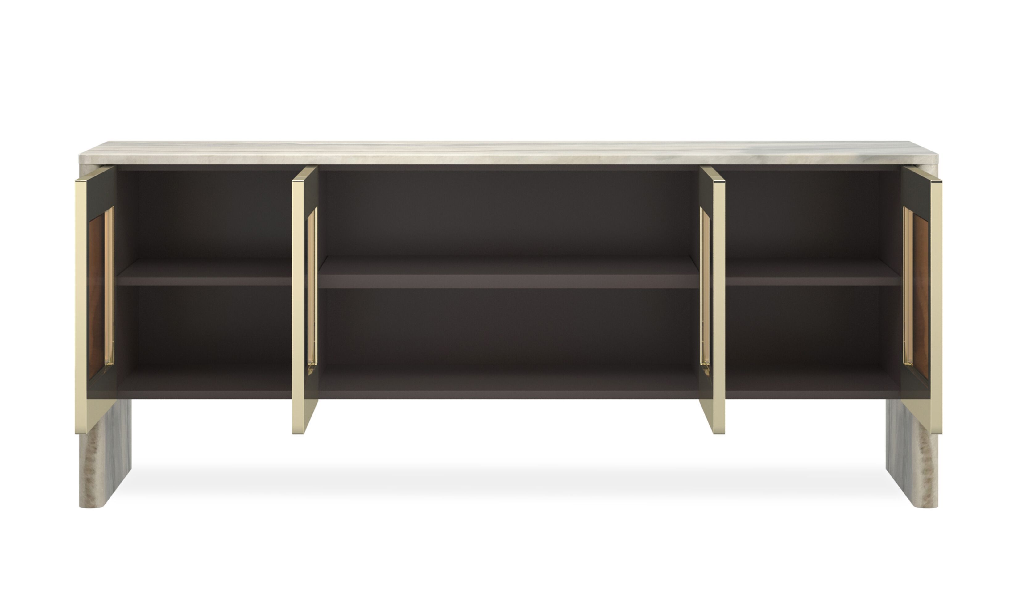 Шкаф из металла оникса с распашными дверями и столешницей из оникса Caracole SOJOURN ARCH-00016406 - Вид №1