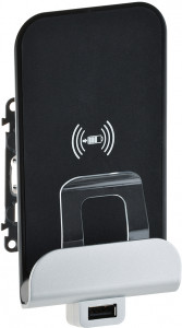 753114 Valena life.беспроводное зарядное устройство qi 1а с дополнительным разьемом usb a 5в 2,4а Legrand