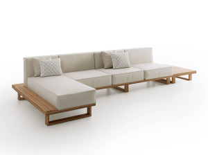 4-местный технический тканевый садовый диван с полуостровом