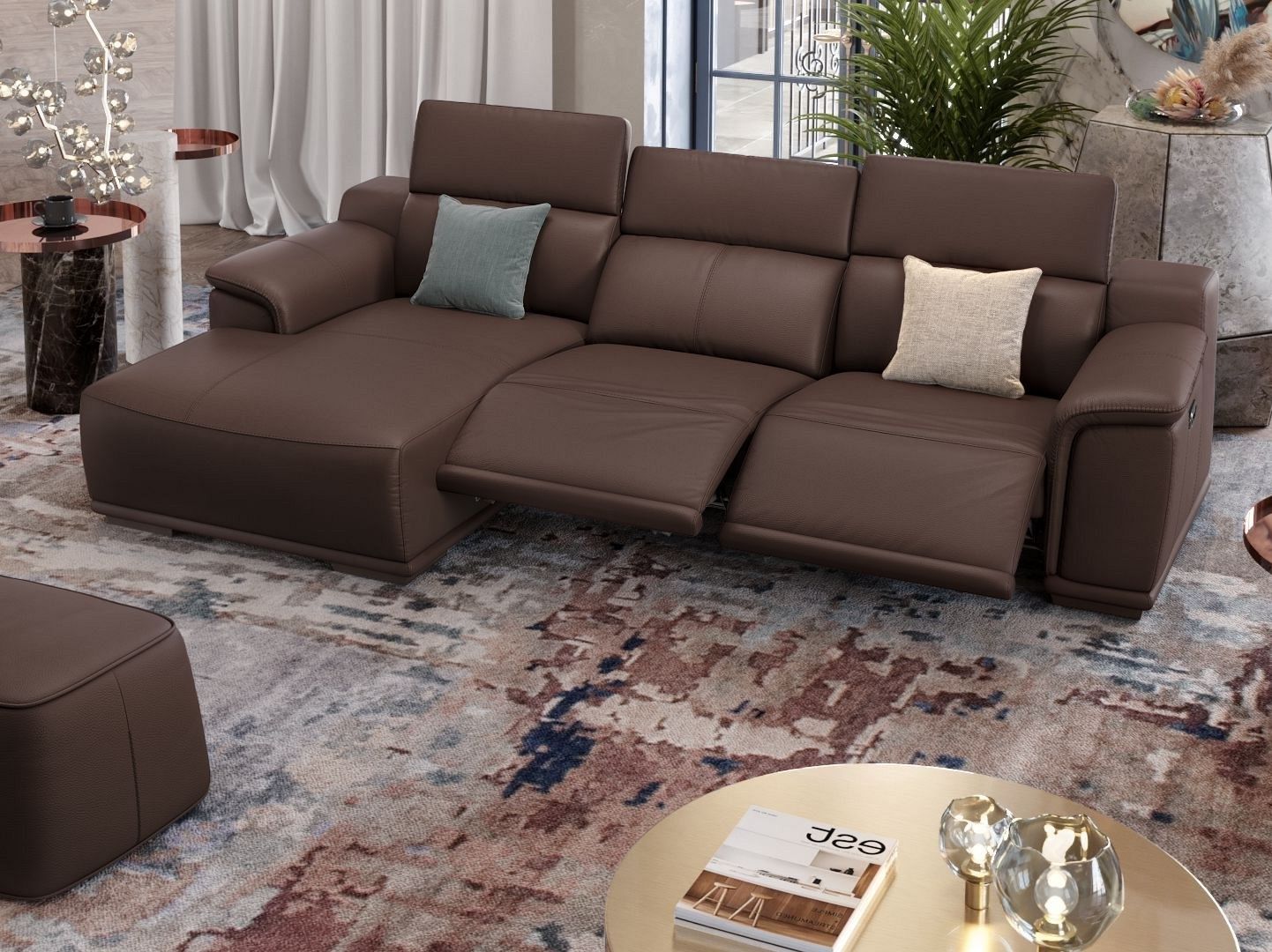 Кожаный диван с полуостровом Sofanella Montefino ARCH-00115177 - Вид №4