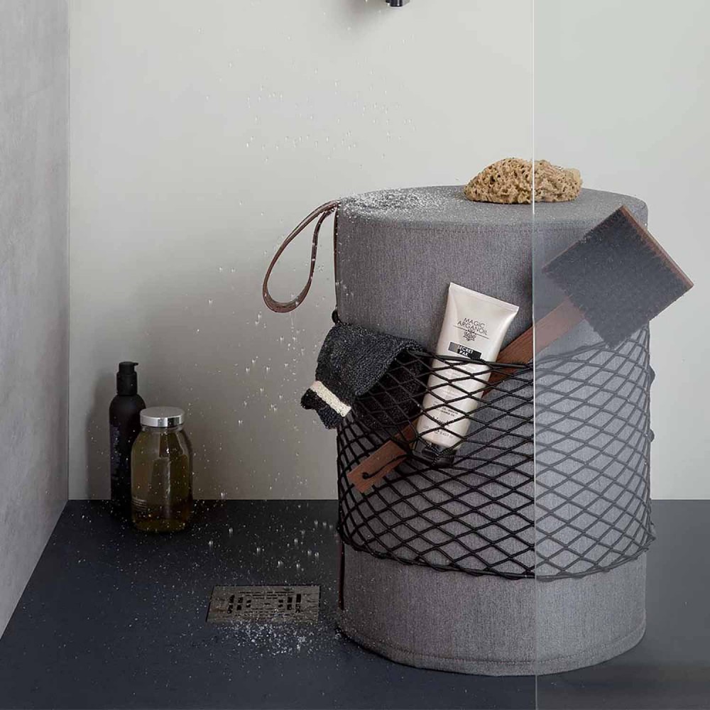 EVRLWGBMMREVER Life Design Дизайнерский табурет с ручкой - Roll Roll Базальтовый серый меланж - Коричневая ручка - Вид №10