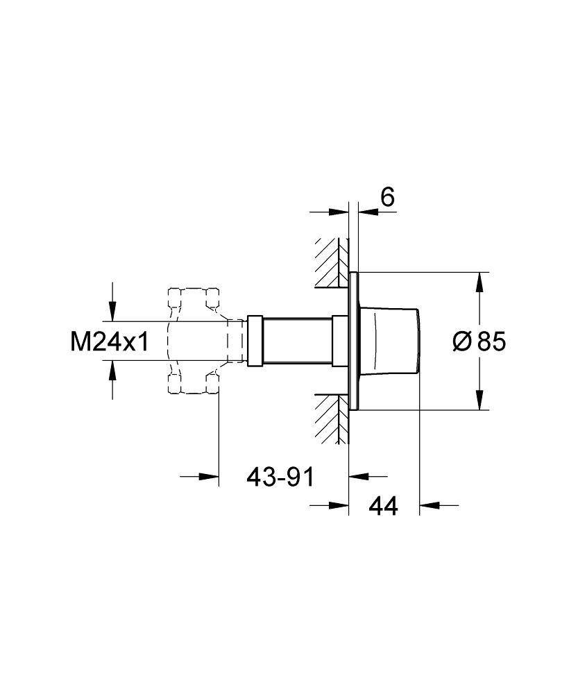 19444000 Внешняя часть вентиля Grohe хром  - Вид №1