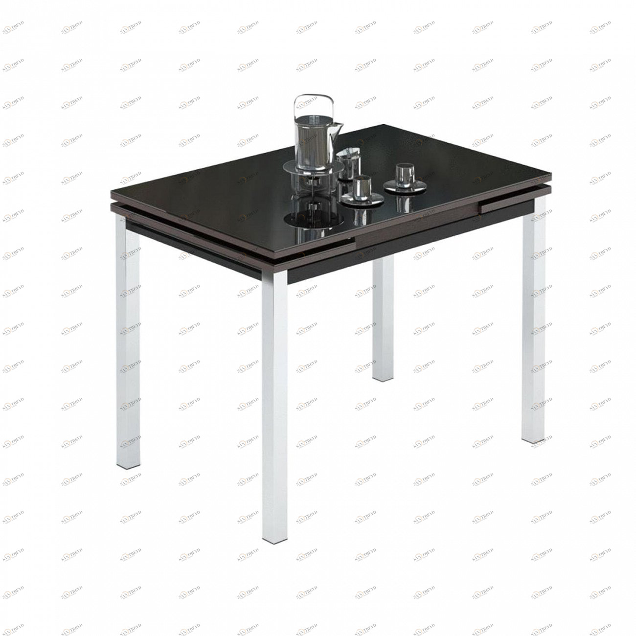 Обеденный стол раздвижной с черным стеклом венге Leset "Париж 2Р" IMPEX  00-3967180 Венге;черный 