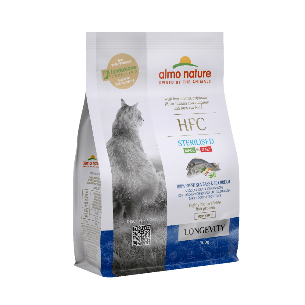ПР0059776 Корм для кошек Longevity Sterilized для стерилиз., св.морск.рыба: окунь и лещ сух. 300г Almo Nature 