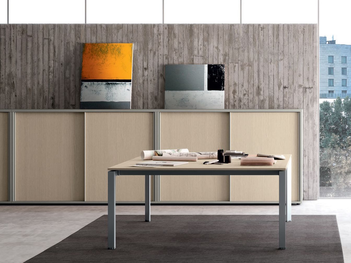 Модульная офисная мебель с раздвижными дверями Las Mobili универсальные контейнеры Evo ARCH-00039921 - Вид №1