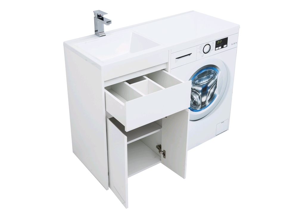 Тумба с раковиной Aquanet Токио 110 L белый (напольная, 1 ящик, 2 дверцы) 0023774400235497 - Вид №4