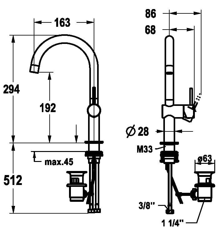 Однорычажный смеситель для раковины KWC ONO E ARCH-00095574 - Вид №4