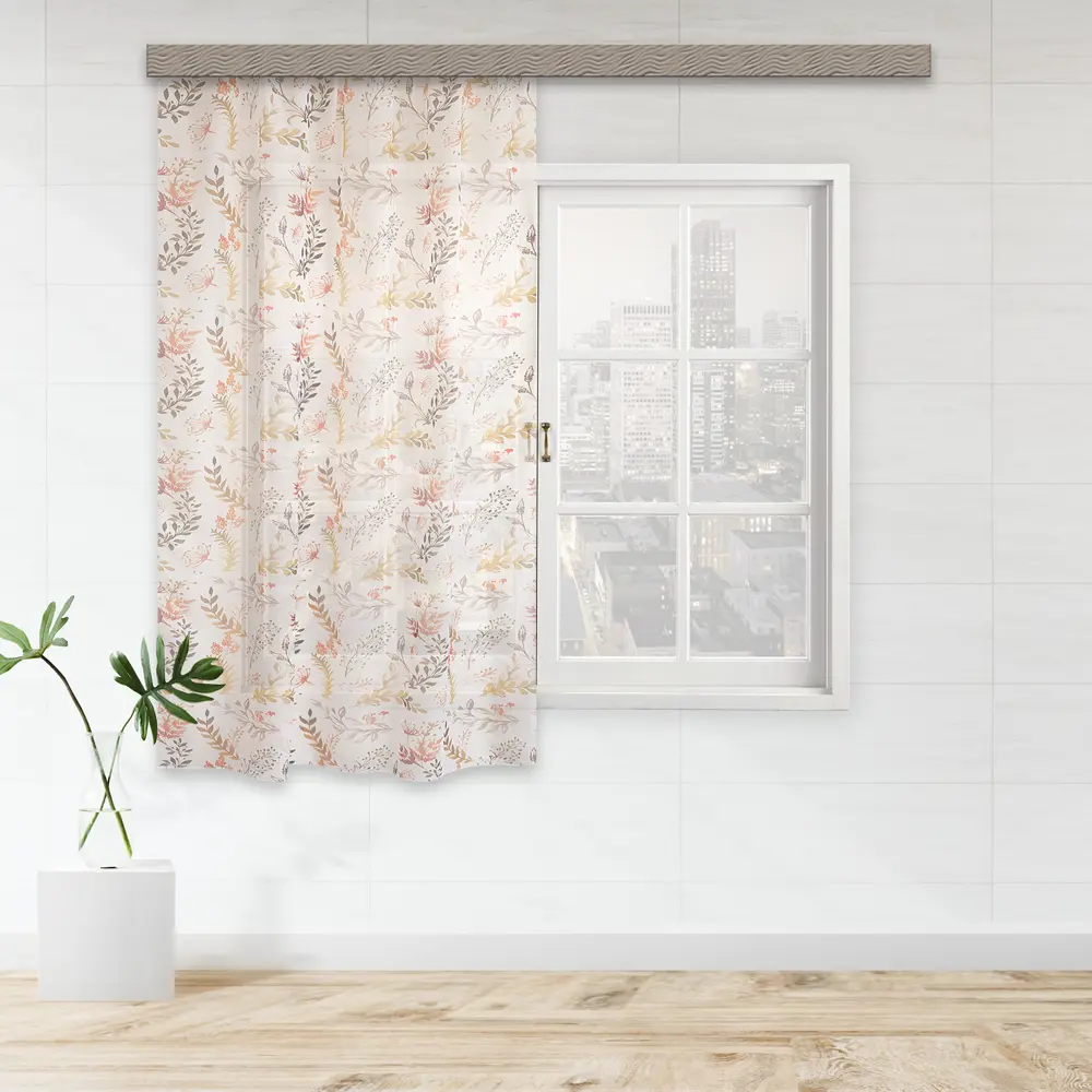 Тюль на ленте для кухни Листья 140x180 см цвет коричневый WITERRA STLM-2030496 - Вид №3