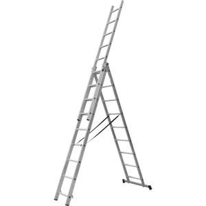 Алюминиевая выдвижная лестница DILWIS 3-секционная с противоскользящими ступенями 89395379