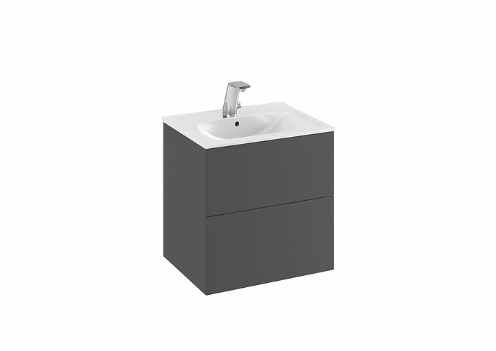 9751072111 IDO Elegant напольный шкаф для мебельной раковины с двумя ящиками, W = 600 мм, W1 = 610 мм, матовый черный - Вид №3