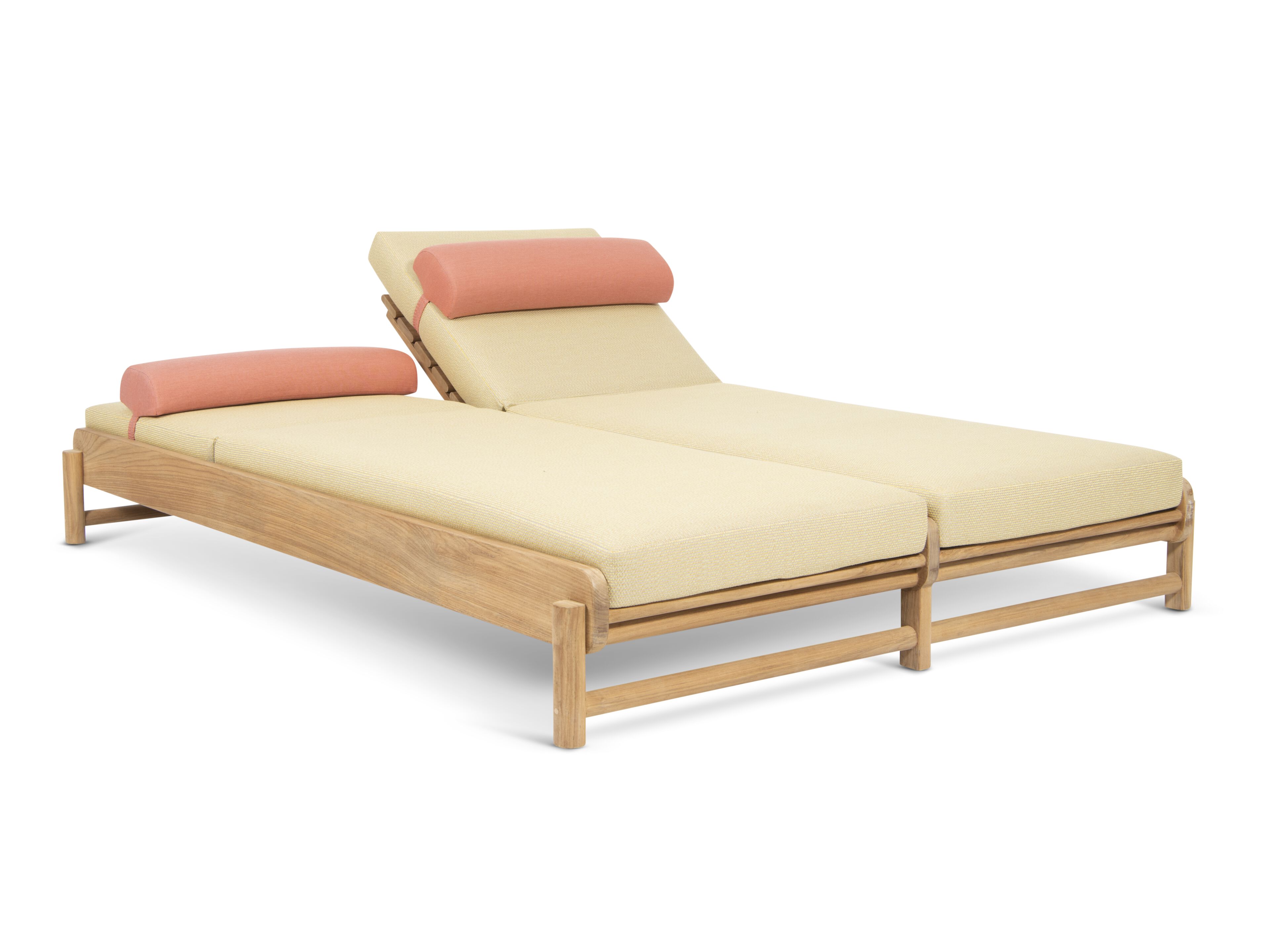 Двойная Садовая кровать из тикового дерева с подушками Sunbrella FJAKA Pomalo ARCH-00026397 - Вид №4