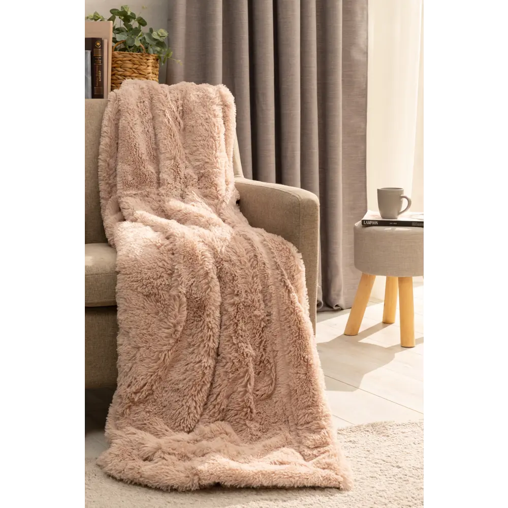 Плед Мягкий мех 200x220 см искусственный мех цвет серо-коричневый Eclair STLM-2001390 - Вид №4