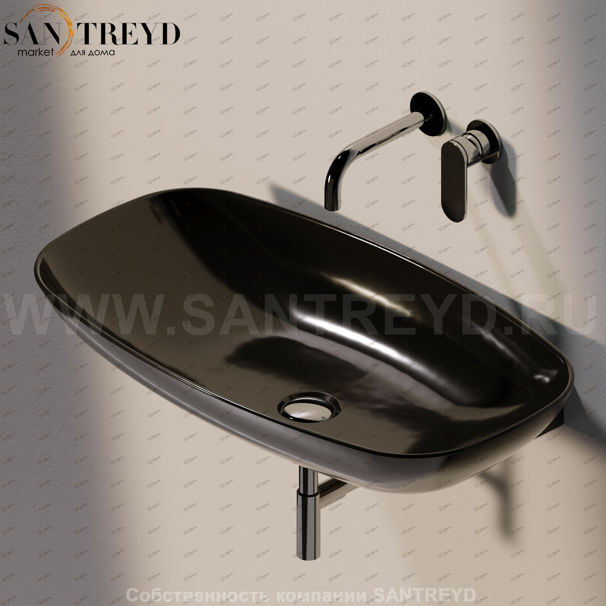 ND75L9017 Подвесная раковина настенная прямоугольная Ceramica Flaminia Nuda черная