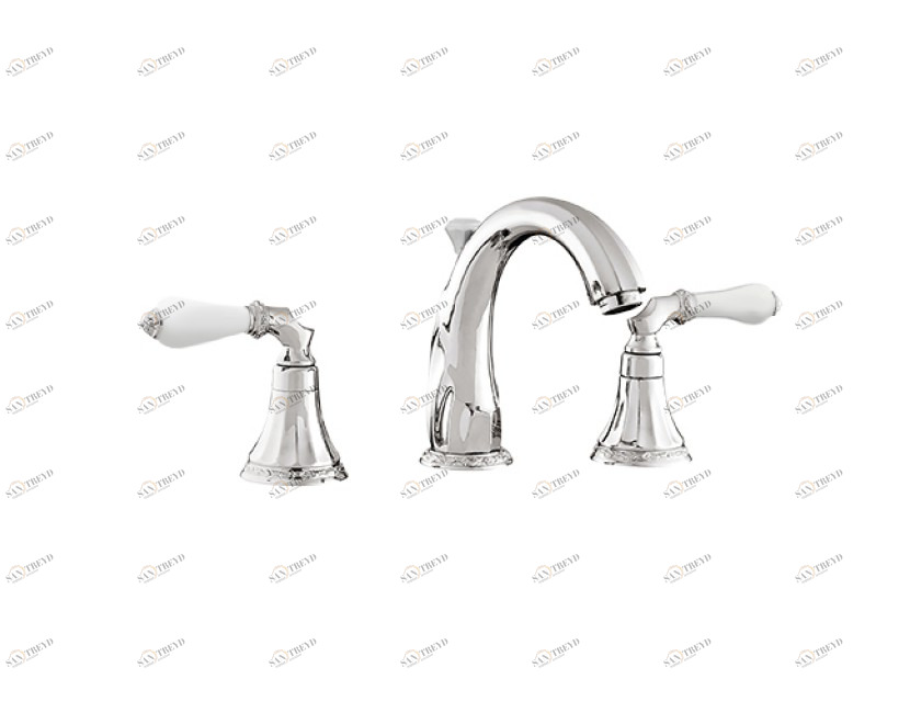 058501.L00.50 Раковина с тремя отверстиями из белого фарфора Яркий хром Mestre Adriatica