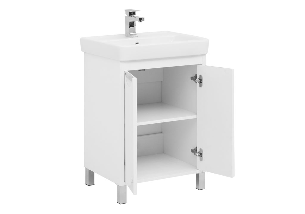 Тумба под раковину Aquanet Гретта 60 New белый (2 дверцы) 00233578 - Вид №1