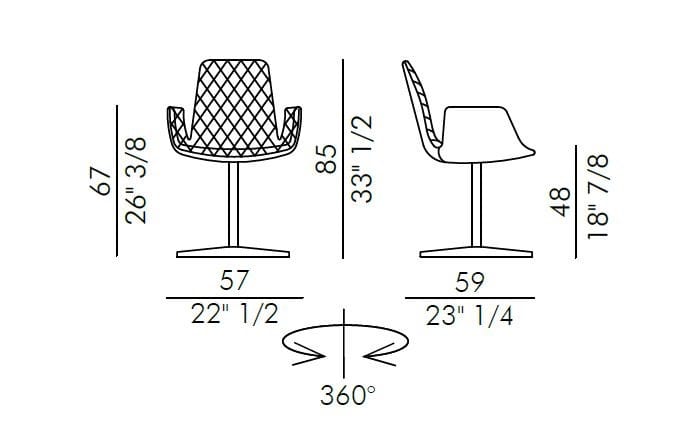 Кожаный спиц поворотный стул с подлокотниками EFORMA Lenny ARCH-00015094 - Вид №1