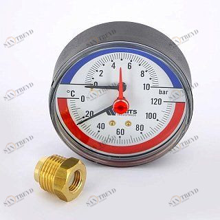 Термоманометр аксиальный F+R818 1/2" 10 бар 120° WATTS 10009465