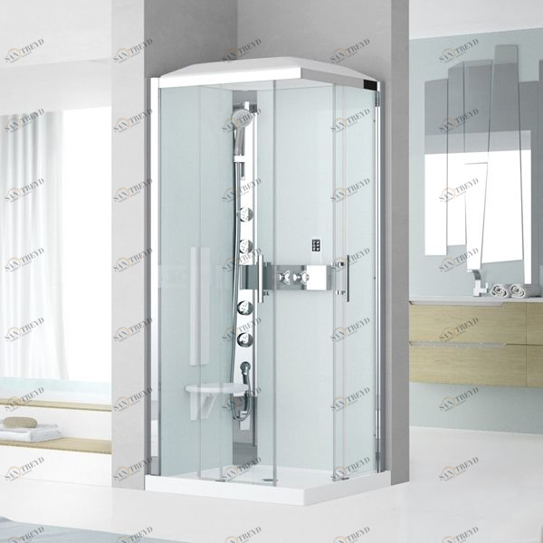 Душевая кабина 90x90 GLAX 3 A90 HYDROMASSAGE Novellini GLAX 3 с высоким душевым поддоном, серебристым профилем и крышей с парогенератором GL3A99M1N1B