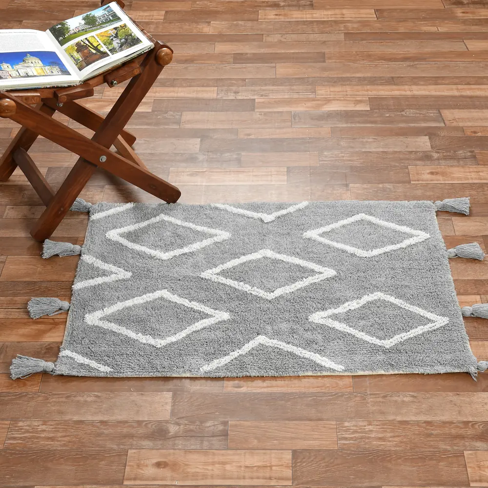 Santreyd Diamond Tassel — декоративный хлопковый коврик с геометрическим узором 60×90 см 89374305 STLM-1527219