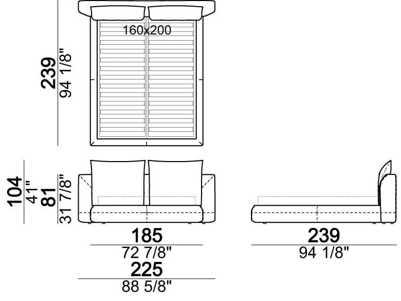 Двуспальная кровать с мягким изголовьем Arketipo крупным планом ARCH-00094786 - Вид №4