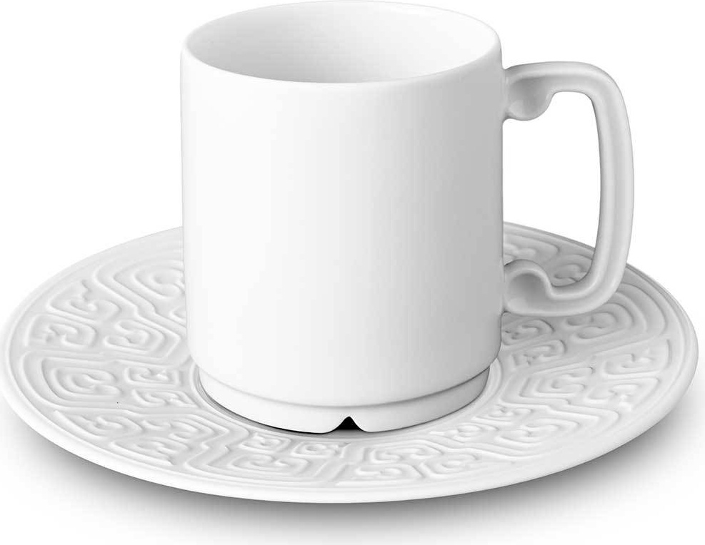 10571391 L’Objet Чашка для эспрессо с блюдцем 110мл "Династия "Хань" (белый декор) Фарфор 