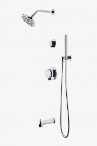 DBSP15 Душевая кабина с балансировкой давления в децибелах с 6-дюймовой лейкой для дождя, ручным душем, изливом ванны и ручкой-переключателем Waterworks