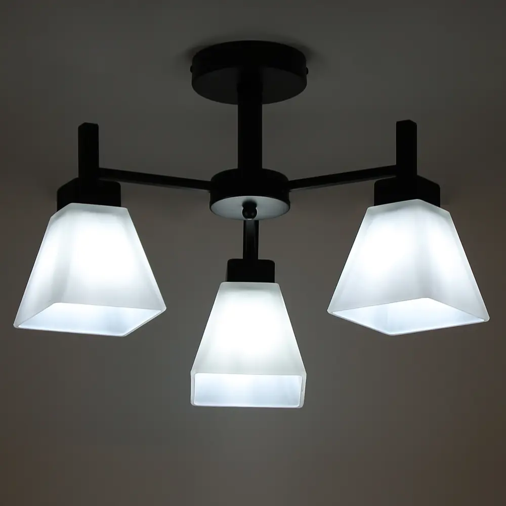 Люстра на штанге Cello 3 лампы 12 м² цвет черный SCHAFFNER STLM-2083151 - Вид №1